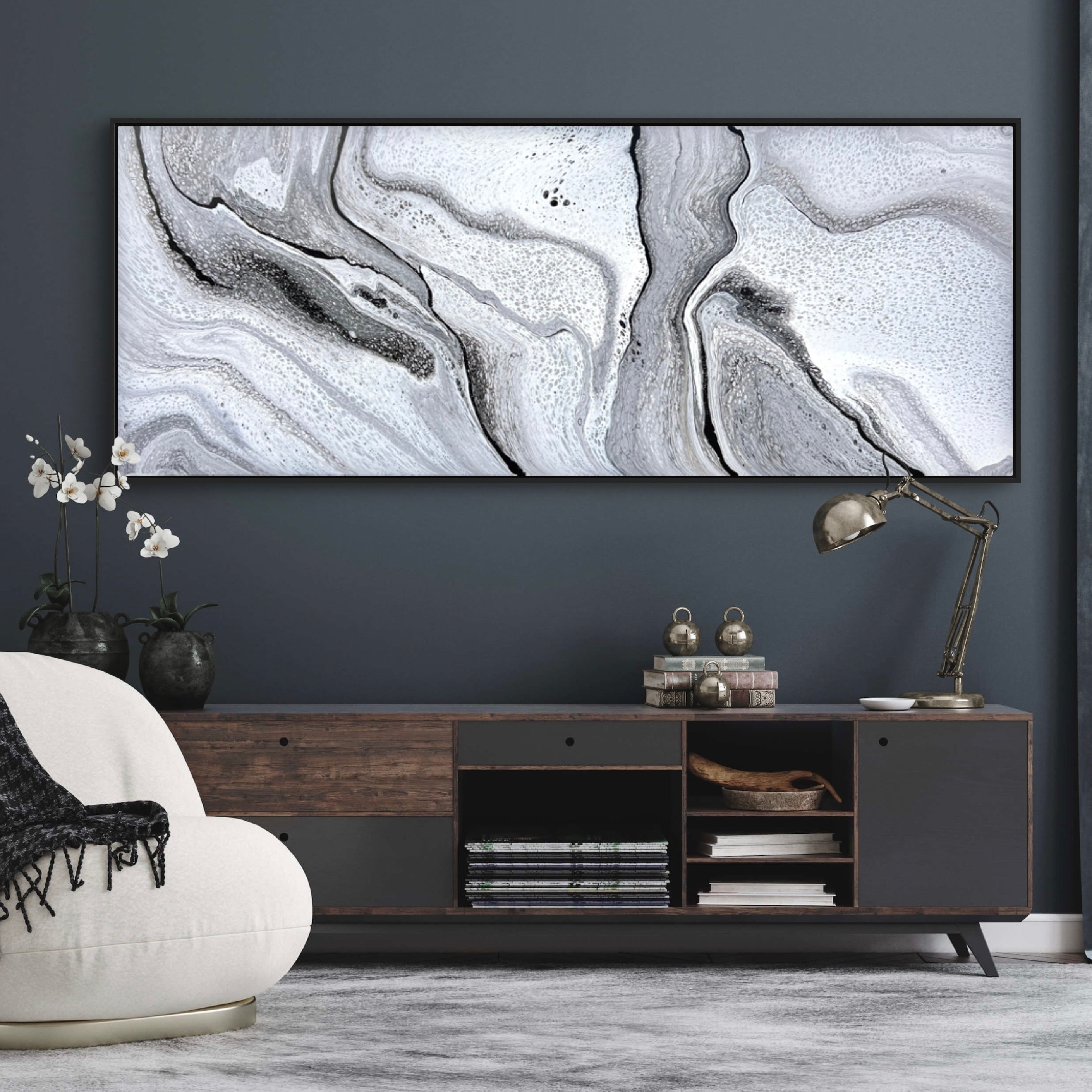 Marbled 200cm x 80cm Abstract Art Painting