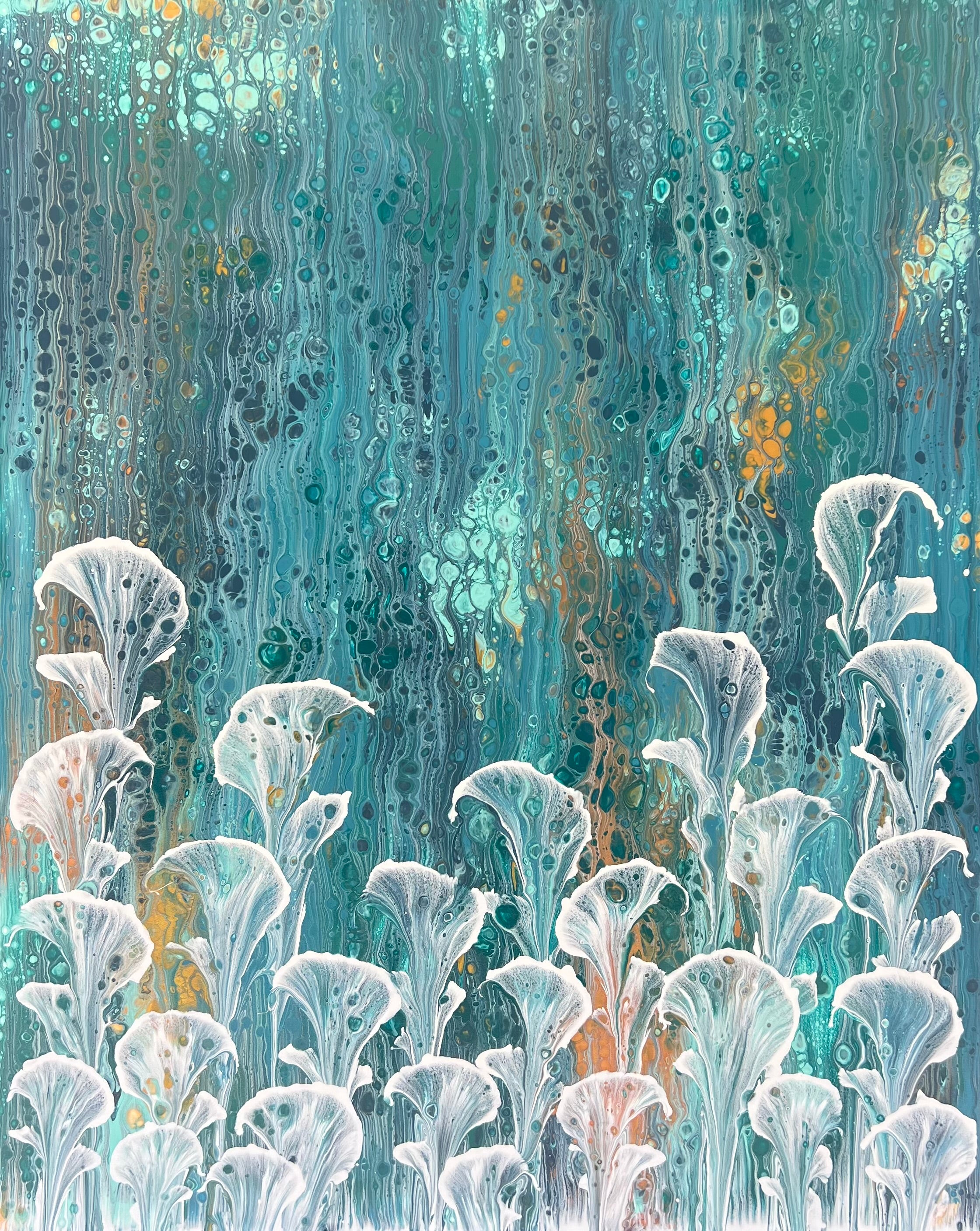 Oceans Bloom 120cm x 150cm Floral and Coral Art Painting