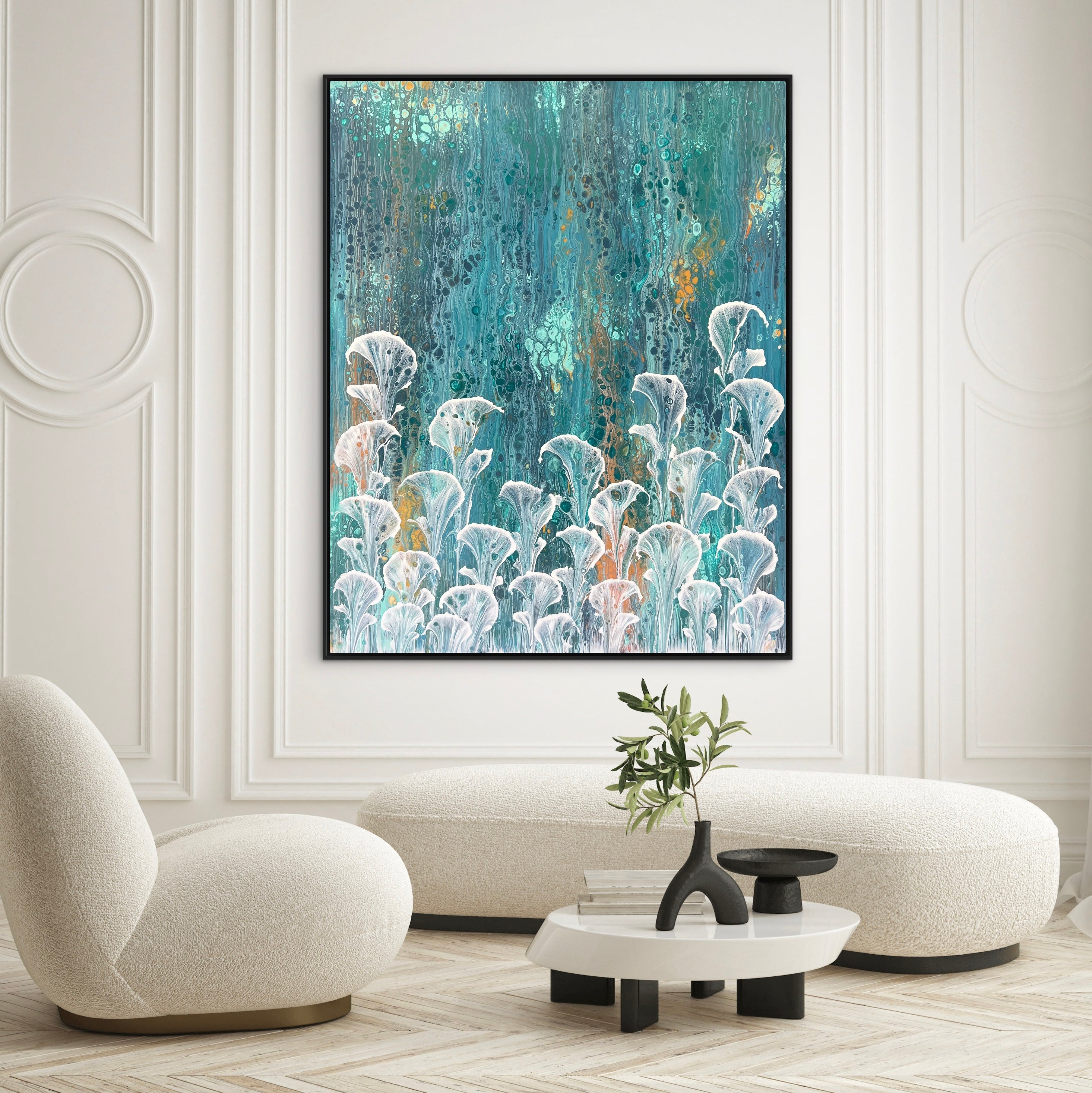 Oceans Bloom 120cm x 150cm Floral and Coral Art Painting