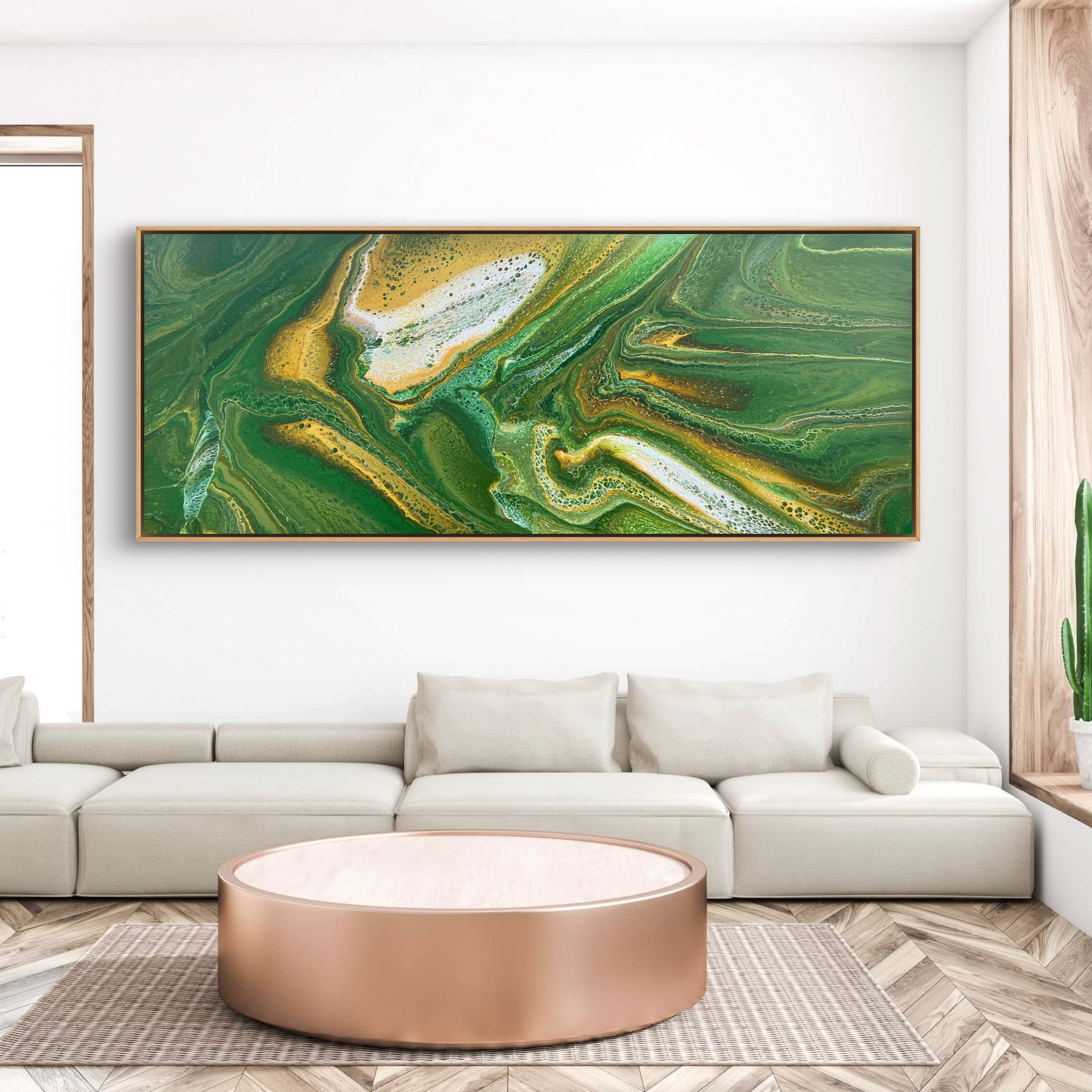 Fresh 200cm x 80cm Green Abstract Art Painting