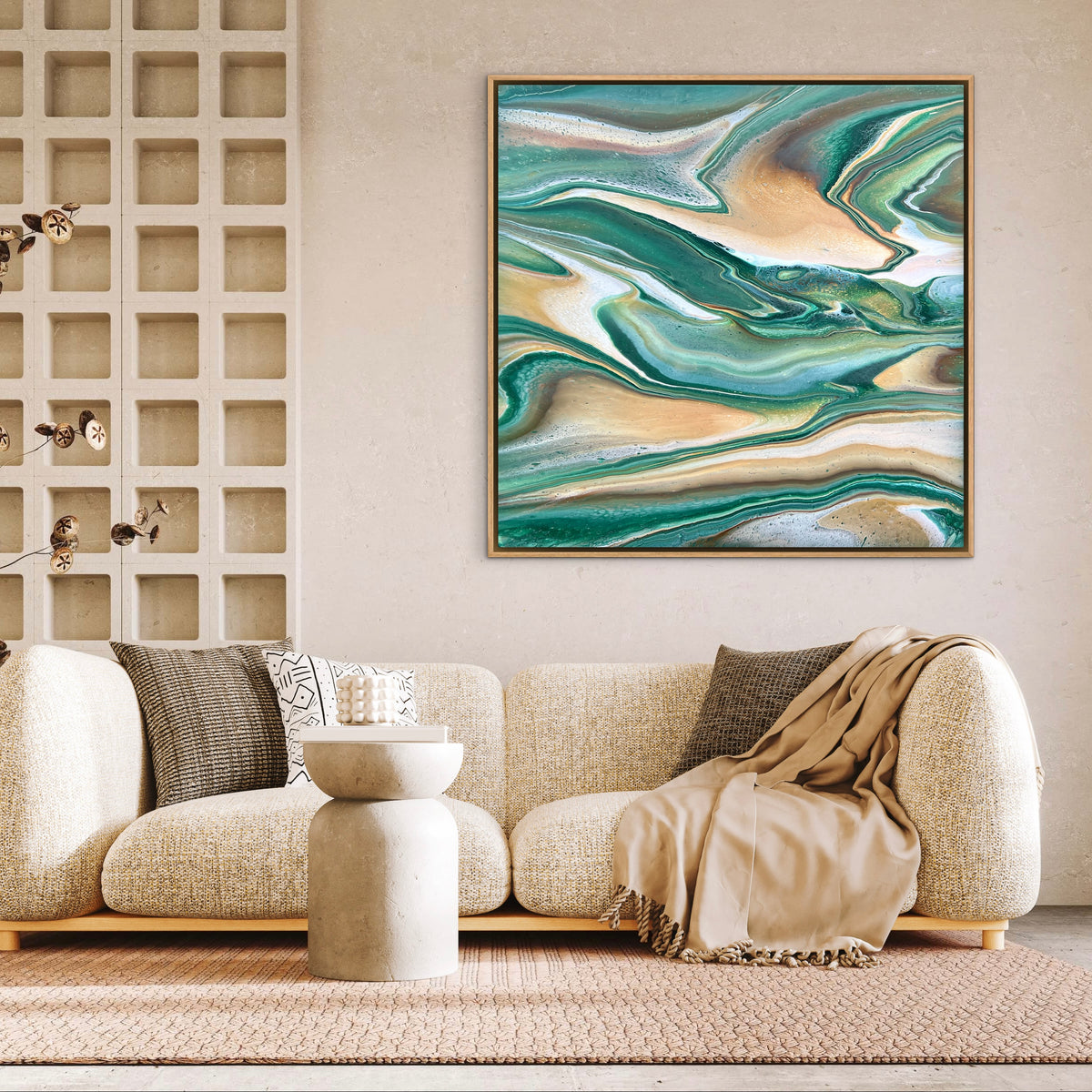 Flowing Emerald 100cm x 100cm Abstract Art Painting