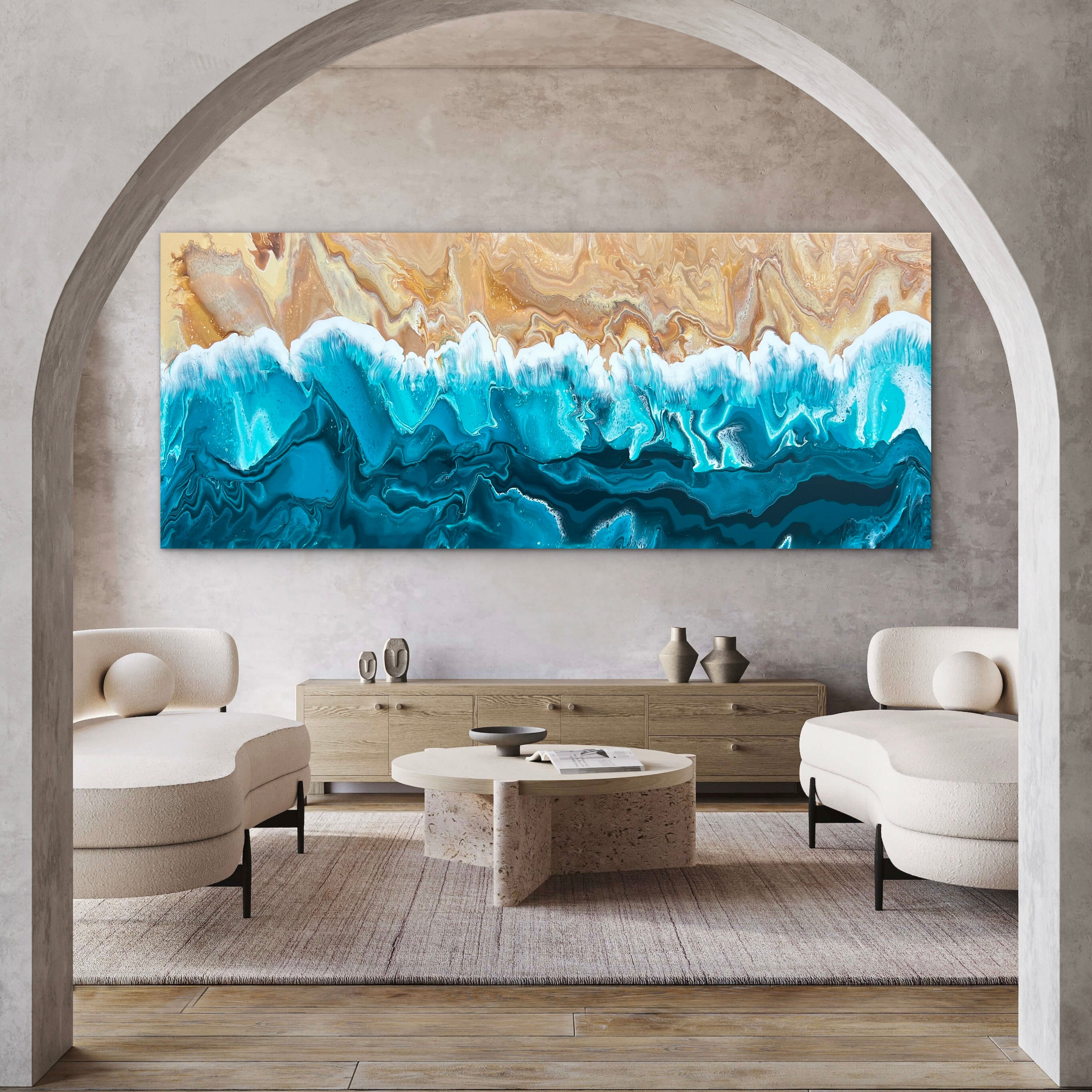 Coastal Aura 240cm x 100cm Beach Abstract Art Painting