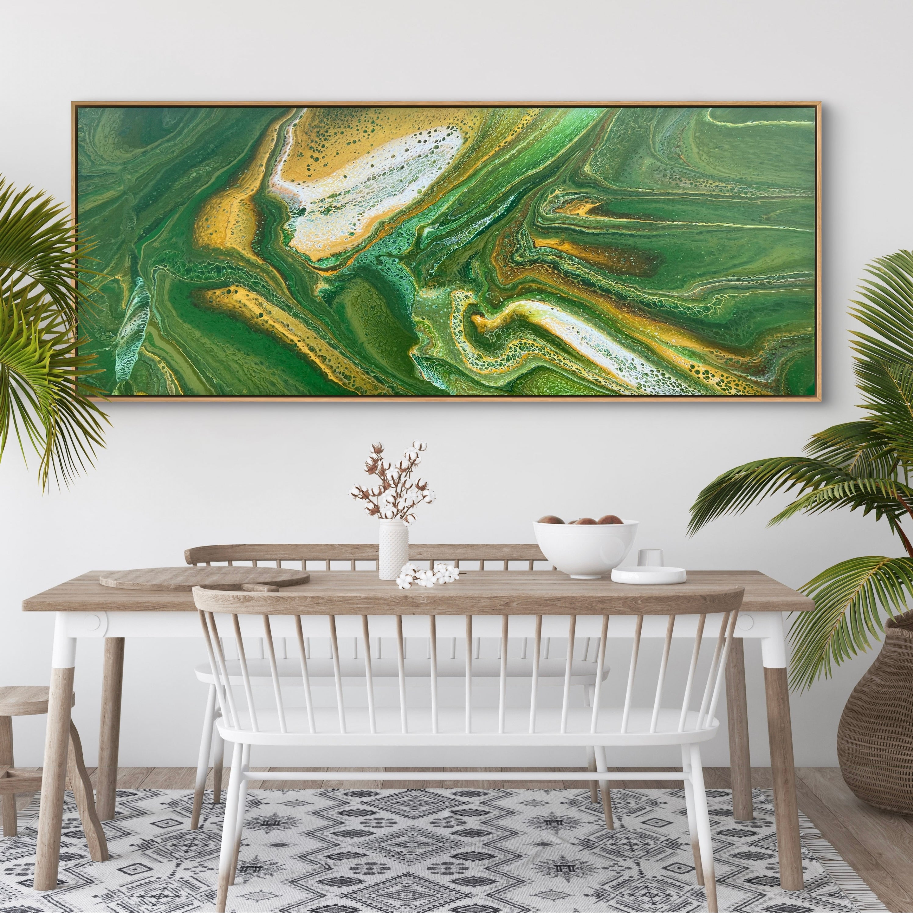 Fresh 200cm x 80cm Green Abstract Art Painting