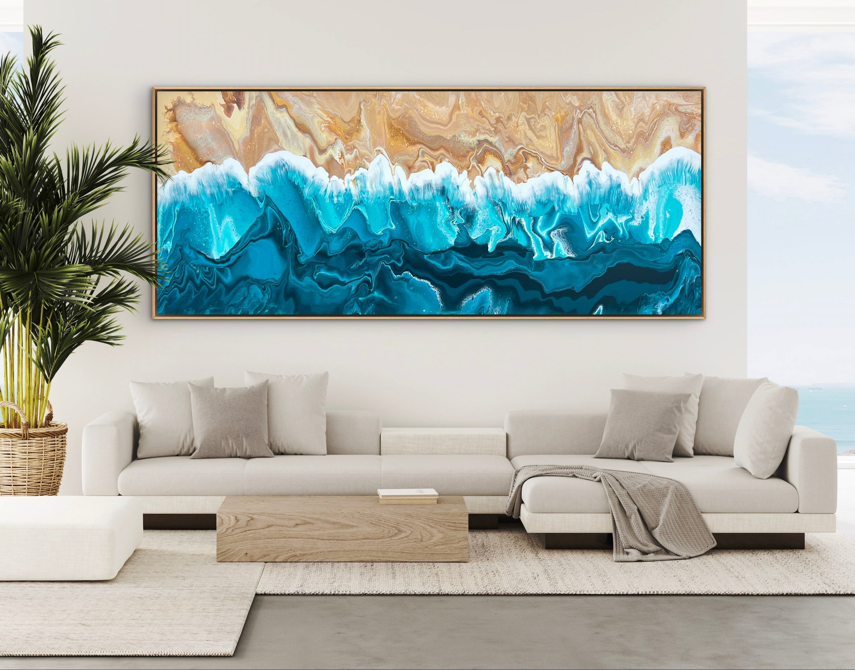 Coastal Aura 240cm x 100cm Beach Abstract Art Painting
