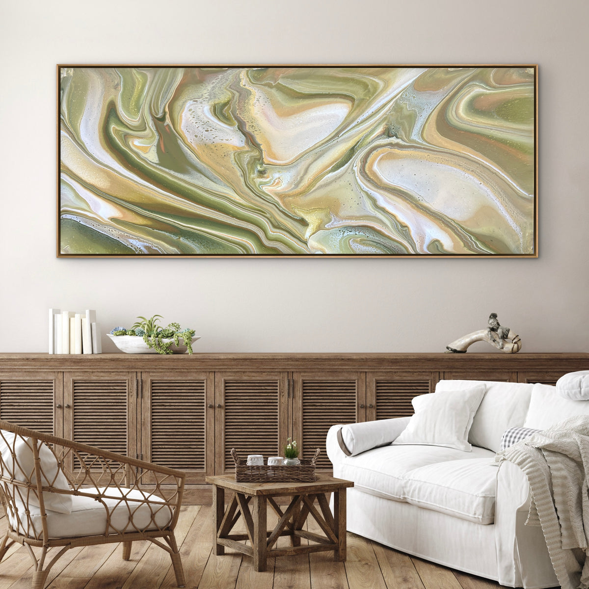 The Olive Glades 200cm x 80cm Abstract Art Painting