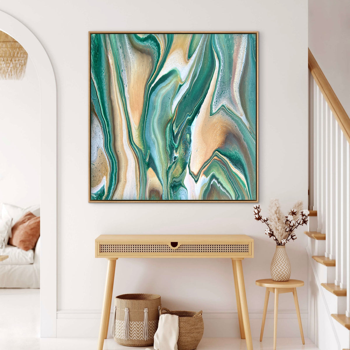 Flowing Emerald 100cm x 100cm Abstract Art Painting