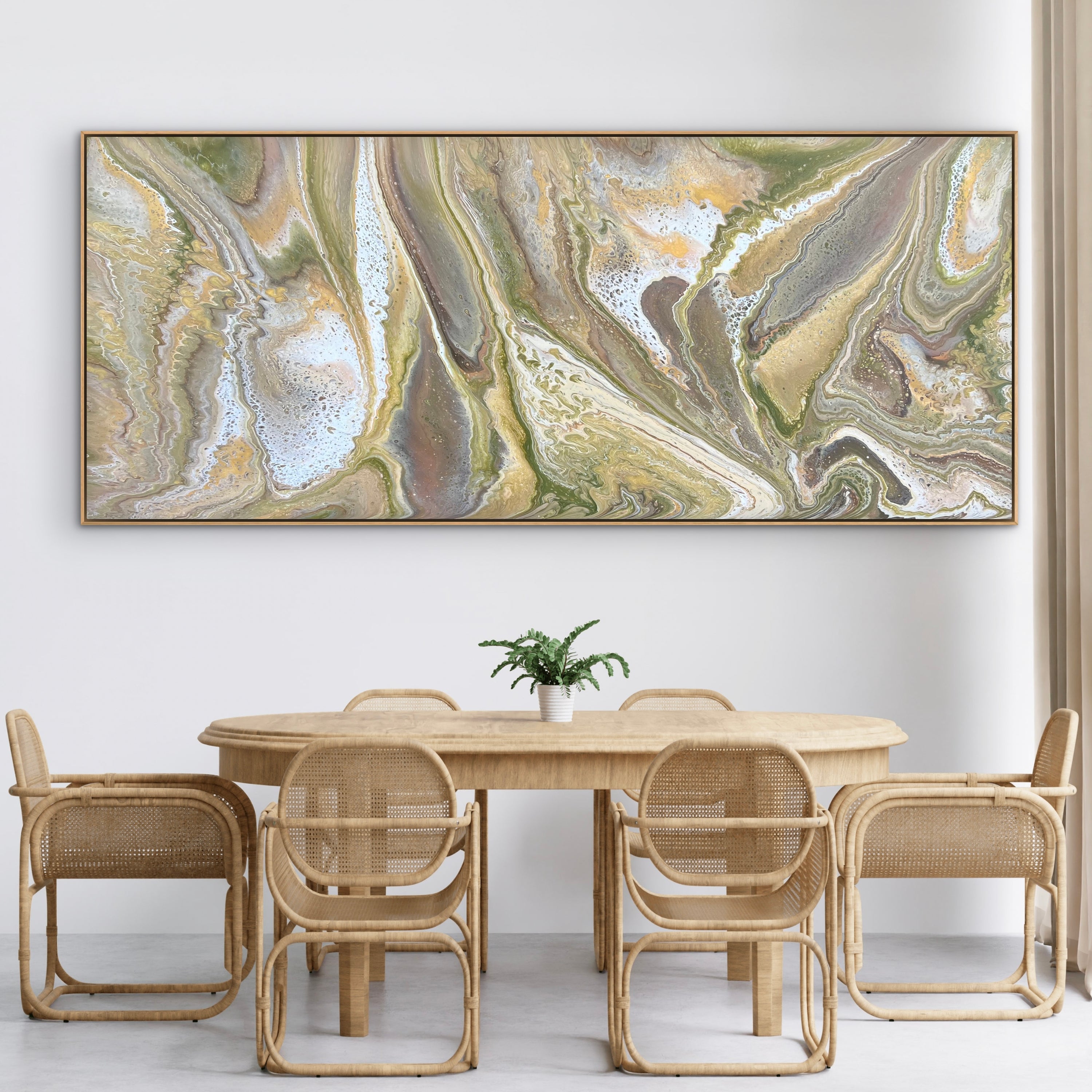 Expanding Olive 240cm x 100cm Abstract Art Painting