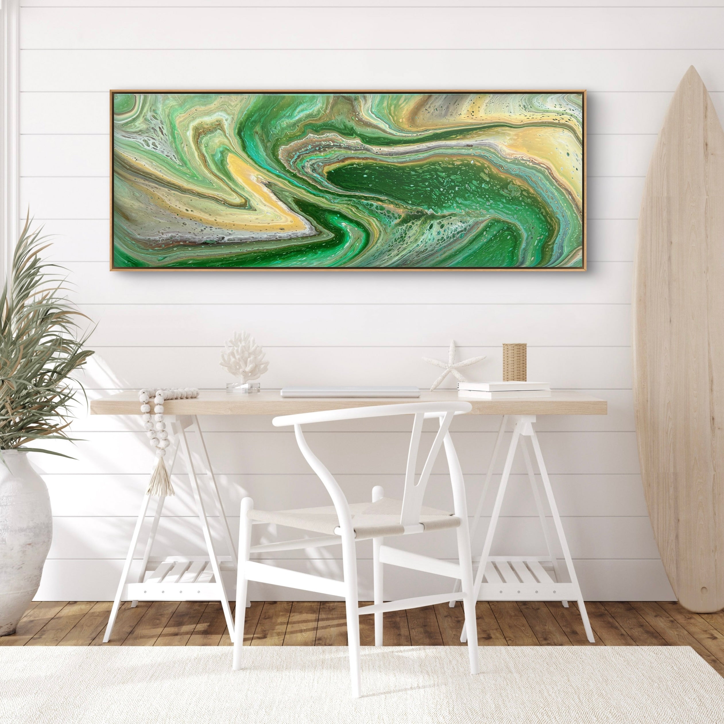 Evergreen 160cm x 60cm Green Abstract Art Painting